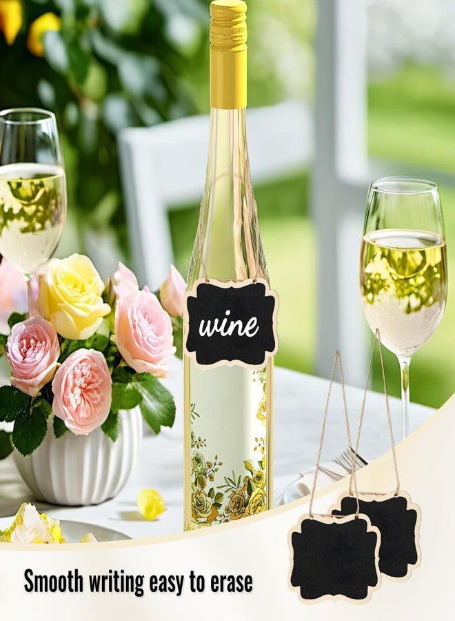 40 قطعة من ملصقات السبورة الصغيرة مع خيط لوضع العلامات، مقاس 3.35 × 2.36 بوصة، لافتات سبورة معلقة، لوحات خشبية صغيرة معلقة، ملصقات أسعار الطعام لبوفيه الحفلات (أسود) - Image 5